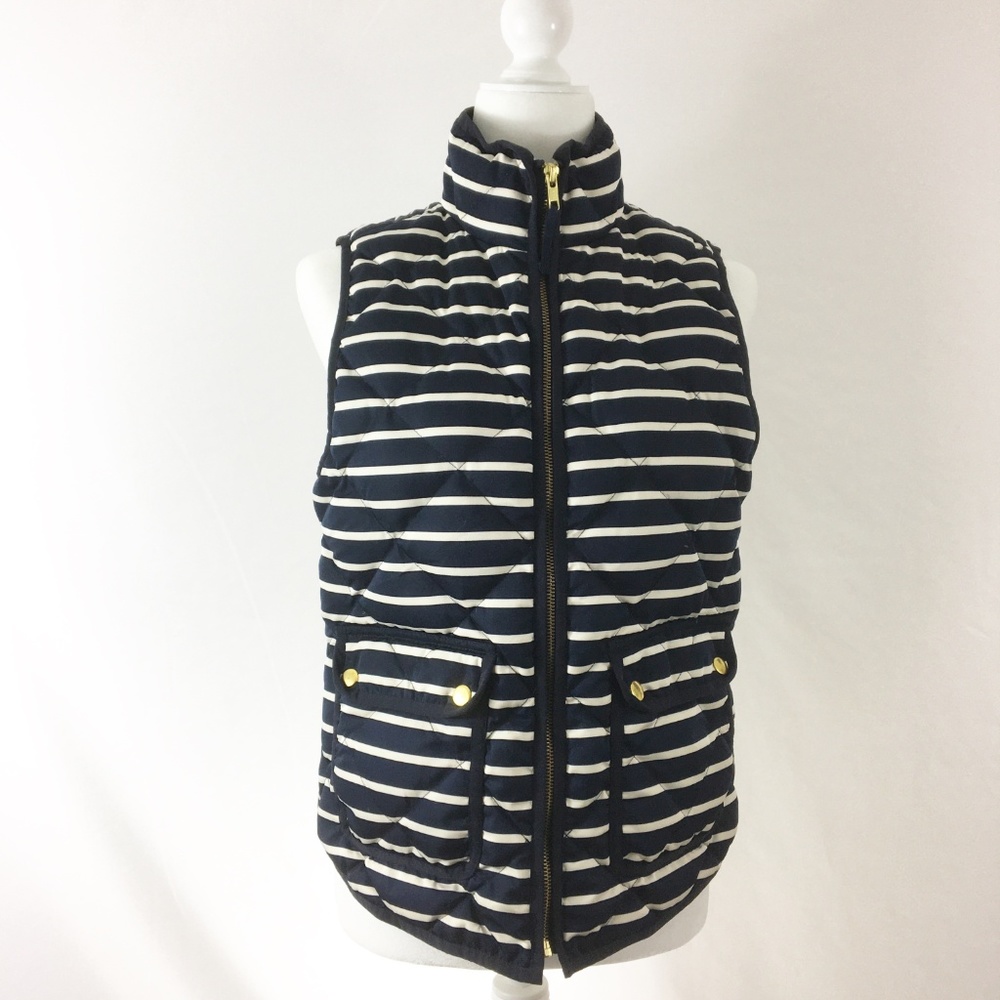 J Crew Quilted Down Vest Striped Puffer Size S